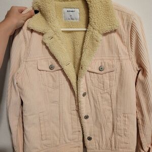Old Navy Women's Light Pink Corduroy Teddy Jacket